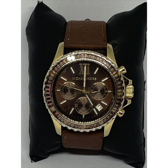 Michael Kors Everest MK5873 Women's Brown Leather Analog Dial Quartz Watch WO557 - Picture 1 of 12